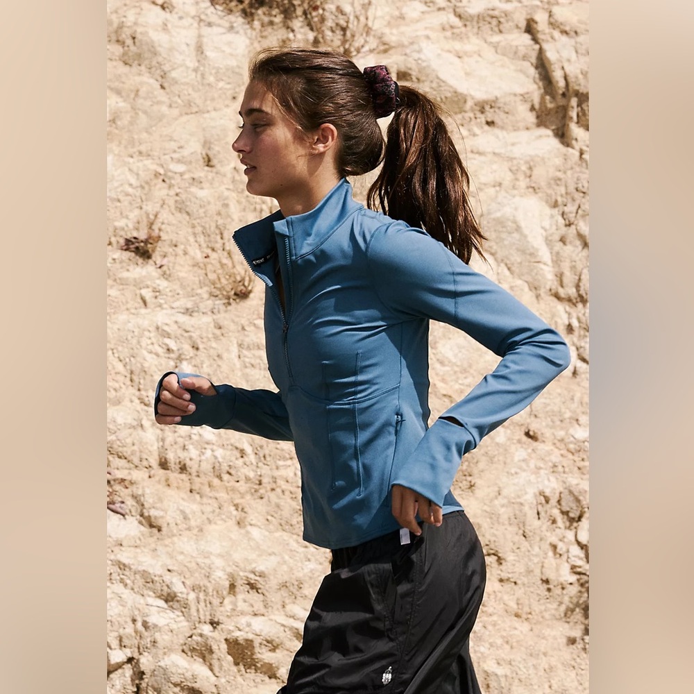 FP Movement Run the Course Half Zip Layer - Blue Medium